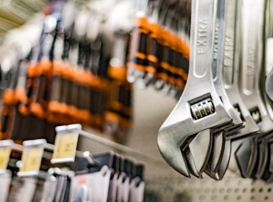 Tools put up for sale in a hardware store